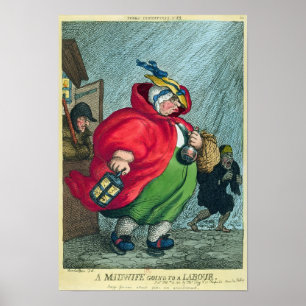 Poster A midwife going to a labour, 1811