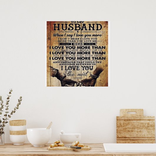 Poster À mon amour mon mari | Cadeau de devis mignon | (Cuisine)