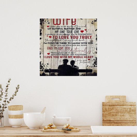 Poster À mon cadeau à la femme | Jolie Lettre À Petite Am (Cuisine)