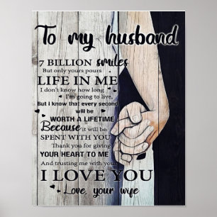 Poster À mon cadeau de mari Jolie lettre au mari