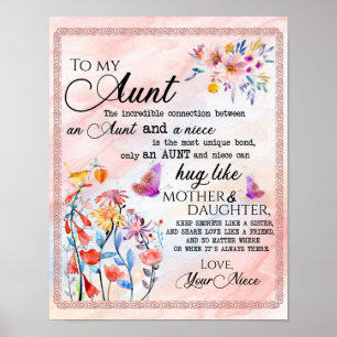 Poster À Mon Cadeau Tante, Cadeau Papillon De La Nièce