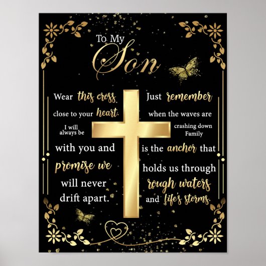 Poster À Mon Fils Cadeau, Amant Papillon, Lettre Fils Flo (Devant)