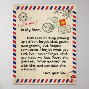 Poster À Mon Fils Cadeau, Maman Et Fils, Lettre D'Amour À