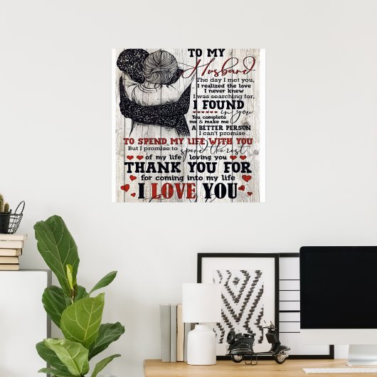 Poster À mon mari présent | Cadeau de devis mignons | (Bureau à domicile)