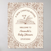Poster A New Chapter Begins Book Baby Shower Welcome (Devant)