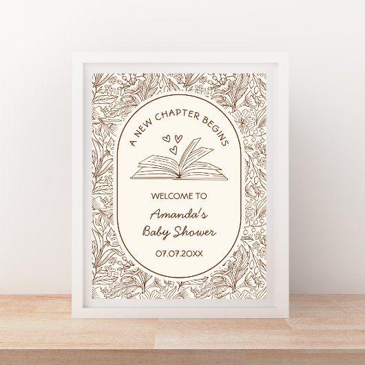 Poster A New Chapter Begins Book Baby Shower Welcome