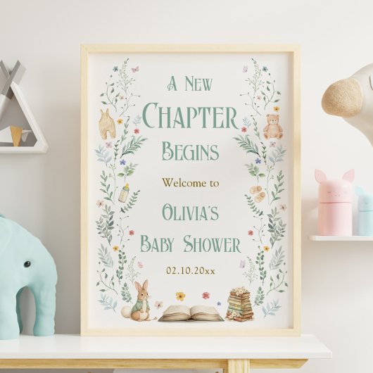 Poster A New Chapter Book Baby Shower Welcome 