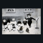 Poster A New Year's Song, Louis Wain<br><div class="desc">Louis Wain (5 August 1860 – 4 July 1939) was an English artiste known for his drawings,  which consistently featured anthropomorphized large-eyed cats and kittens. In his later years he may have suffered from schizophrenia (although this claim is disputed),  which,  according to some psychiatrists,  can be seen in his works. Quote:Wikipedia</div>