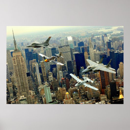 Poster A P-51 Mustang, F-16 Faucon de combat, F-15 Eagle, (Devant)