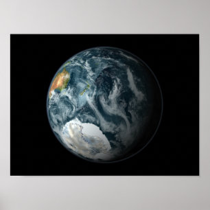 Poster À pleine vue de la terre accentuant l'Antarctique