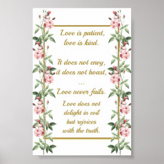 Poster À propos de l'amour 1 Corinthiens 13:4-8