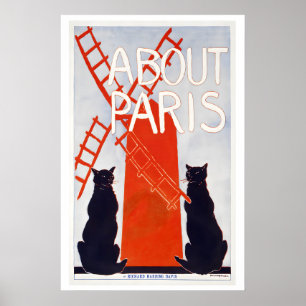Poster À propos de Paris France Moulin Rouge Chats Noirs