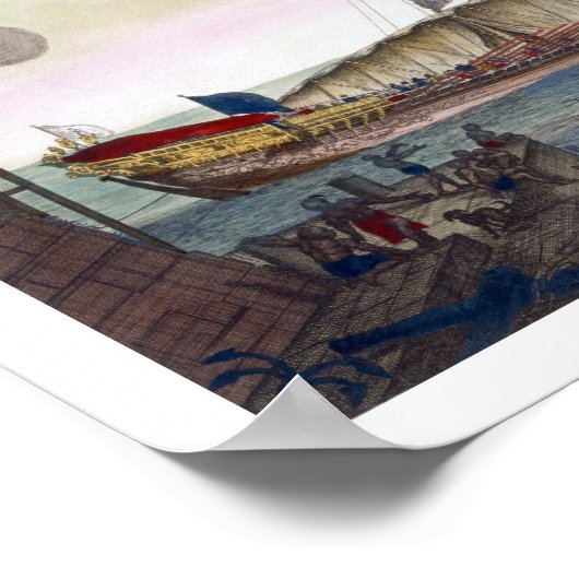 Poster A Royal Galley (Espagne ou Portuguese) rowed by sl (Coin)