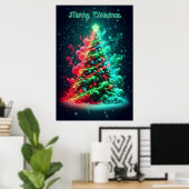 Poster A Smoky red and Green Christmas Tree 24x36 Wall (Bureau à domicile)