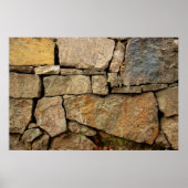 Poster A stone wall made of cobblestones background textu (Devant)