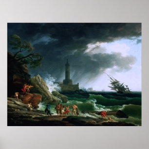 Poster A Storm on a Mediterranean Coast by Claude Joseph