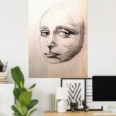 Poster A study of da Vinci, sketch of a girl, by DCB (Bureau à domicile)