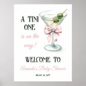 Poster A Tini One Martini Pink Bow Baby Shower Welcome (Devant)