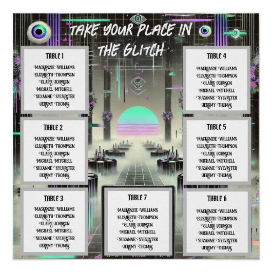 Poster 👁️ "À travers la lumière" Weirdcore Seating Chart (Devant)