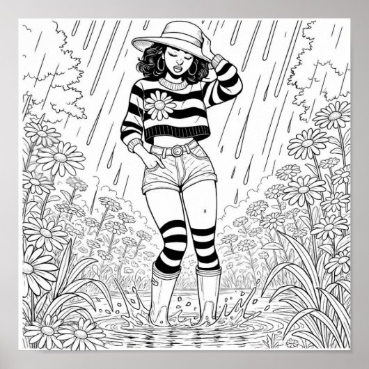 Poster A travers l'affiche de coloriage de la flaque (Devant)