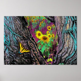 Poster À Travers Les Arbres