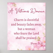 Poster A Victorious Woman Proverbs 31 Christian Floral (Devant)