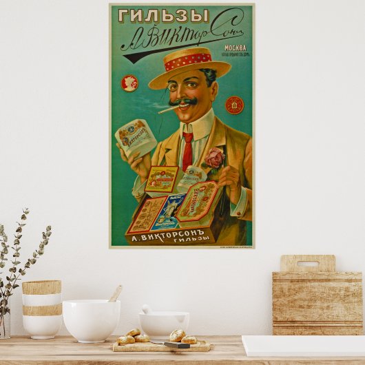 Poster A. Viktorson Cigarette Papers ~ Moscou Russie 190 (Cuisine)