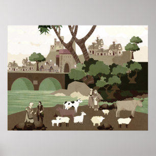 Poster A village in the Middle Ages
