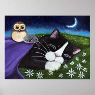 Poster A Watchful Eye Fantasy Tuxedo Cat Art