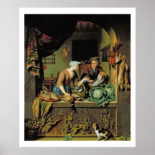 Poster A Woman and a Fish Peddler, 1713 (oil panel)