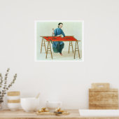 Poster A Woman Embroidering (Cuisine)