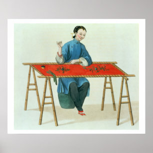 Poster A Woman Embroidering