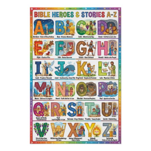 Poster A-Z Bible Heroes and Stories Alphabet (Devant)