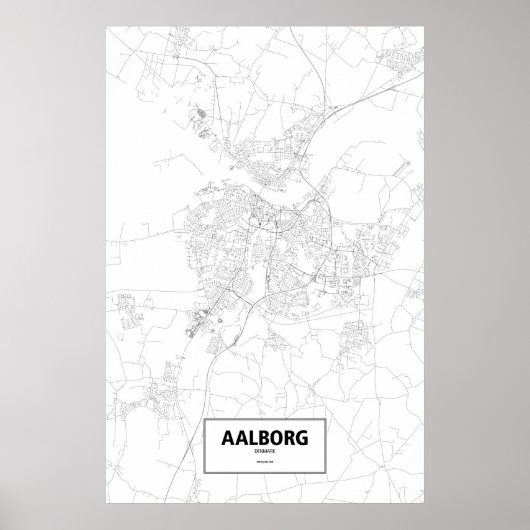 Poster Aalborg, Danemark (noir sur blanc) (Devant)