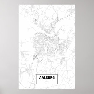 Poster Aalborg, Danemark (noir sur blanc)