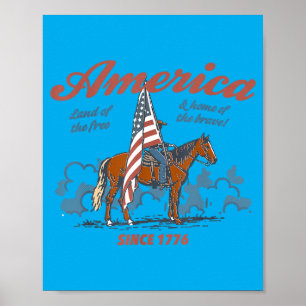Poster Aamerica Terre du cheval de l'Ouest 4 juillet