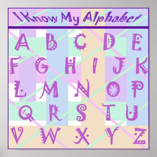 Poster aangepast Girly Pastel Alphabet (Voorkant)