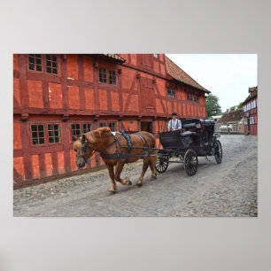 Poster Aarhus, Danemark, cheval et buggy