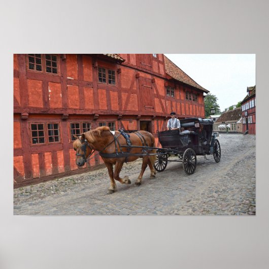 Poster Aarhus, Danemark, cheval et buggy (Devant)