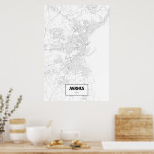 Poster Aarhus, Danemark (noir sur blanc) (Cuisine)