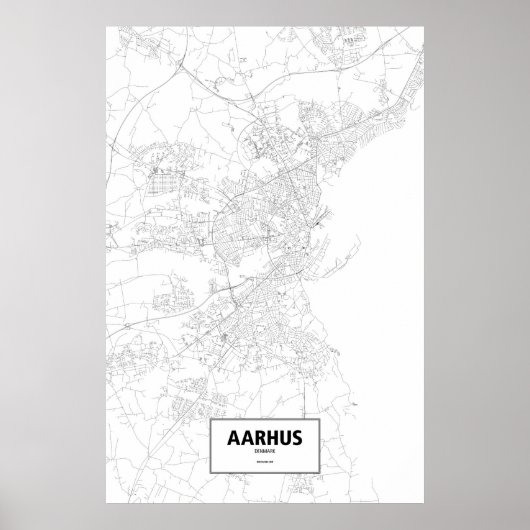 Poster Aarhus, Danemark (noir sur blanc) (Devant)