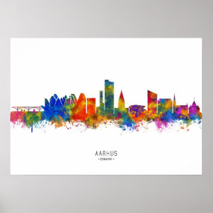 Poster Aarhus Danemark Skyline