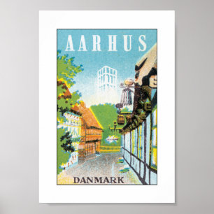 Poster Aarhus Danmark (blanc)