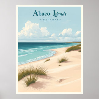 Poster Abaco Islands, Bahamas – Coastal Dunes Vintage