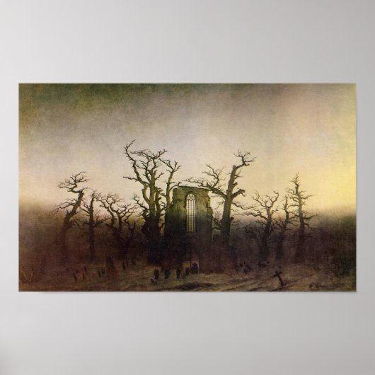 Poster Abbaye dans une forêt de chênes par Caspar David F (Devant)