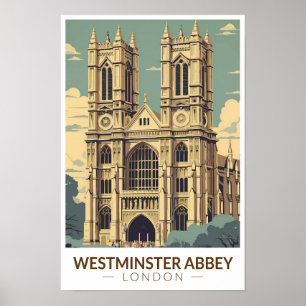 Poster Abbaye de Westminster Angleterre Voyage Art Vintag