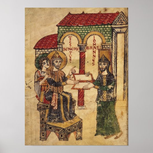 Poster Abbé John offrant le manuscrit Benedict (Devant)