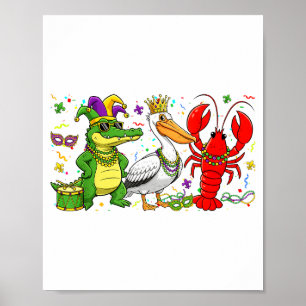 Poster Abc Alligator Pélican Écrevisse Louisiane Drôle Ma