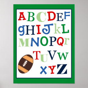 Poster ABC Alphabet Art Imprimer Football Sport Thème
