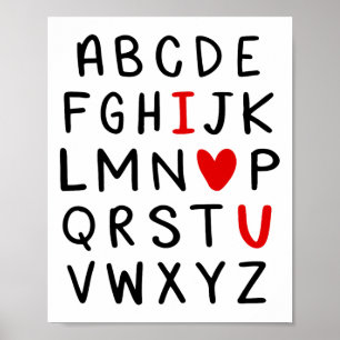 Poster Abc Alphabet I Love You English Enseignant Valenti